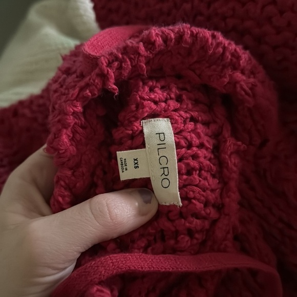 Anthropologie Red Pilcro Sailcloth Hooded Sweater Popcorn Drawstring - Picture 5 of 5